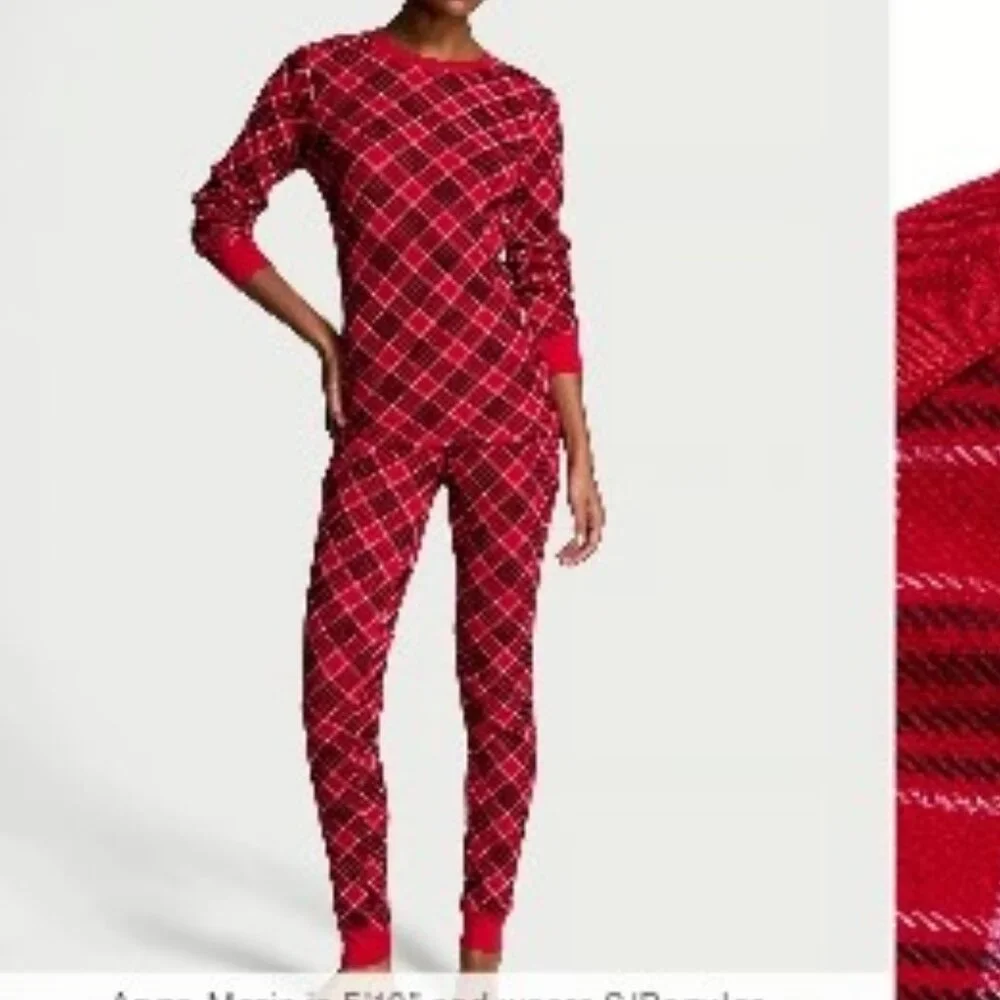 Victoria's Secret Thermal Long Pajama Set PJ Pants Top Large Regular LongJane - Picture 3 of 4